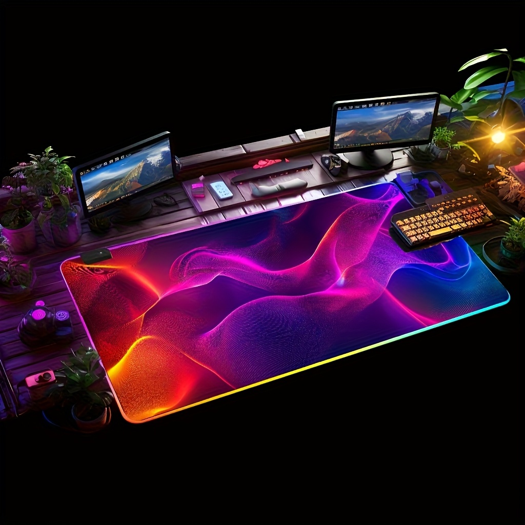 Mouse Pad Extended Rgb - RGB LED Renkli Dalgalı Büyük Oyuncu