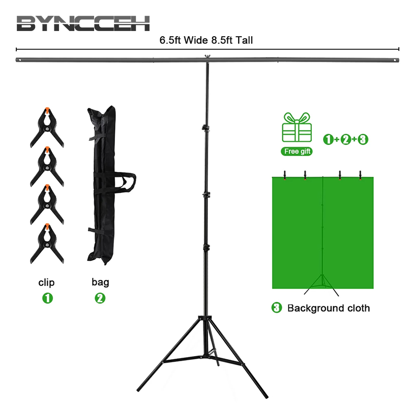 Green Screen Collapsible - Arka plan fotoğraf stüdyosu t-şekil destek
