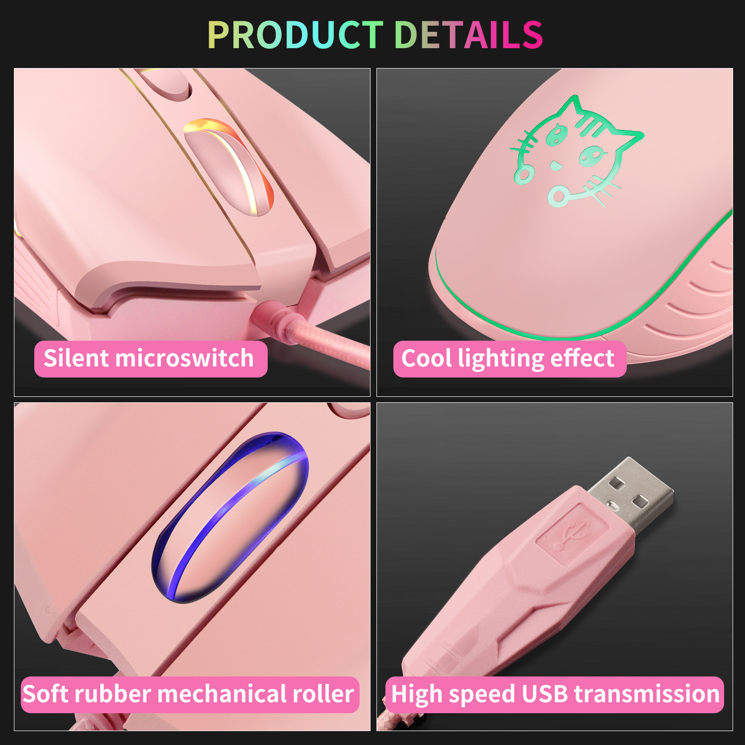 USB kablolu oyun faresi pembe  - Esports Gaming Maus incelemesi ve fiyatı