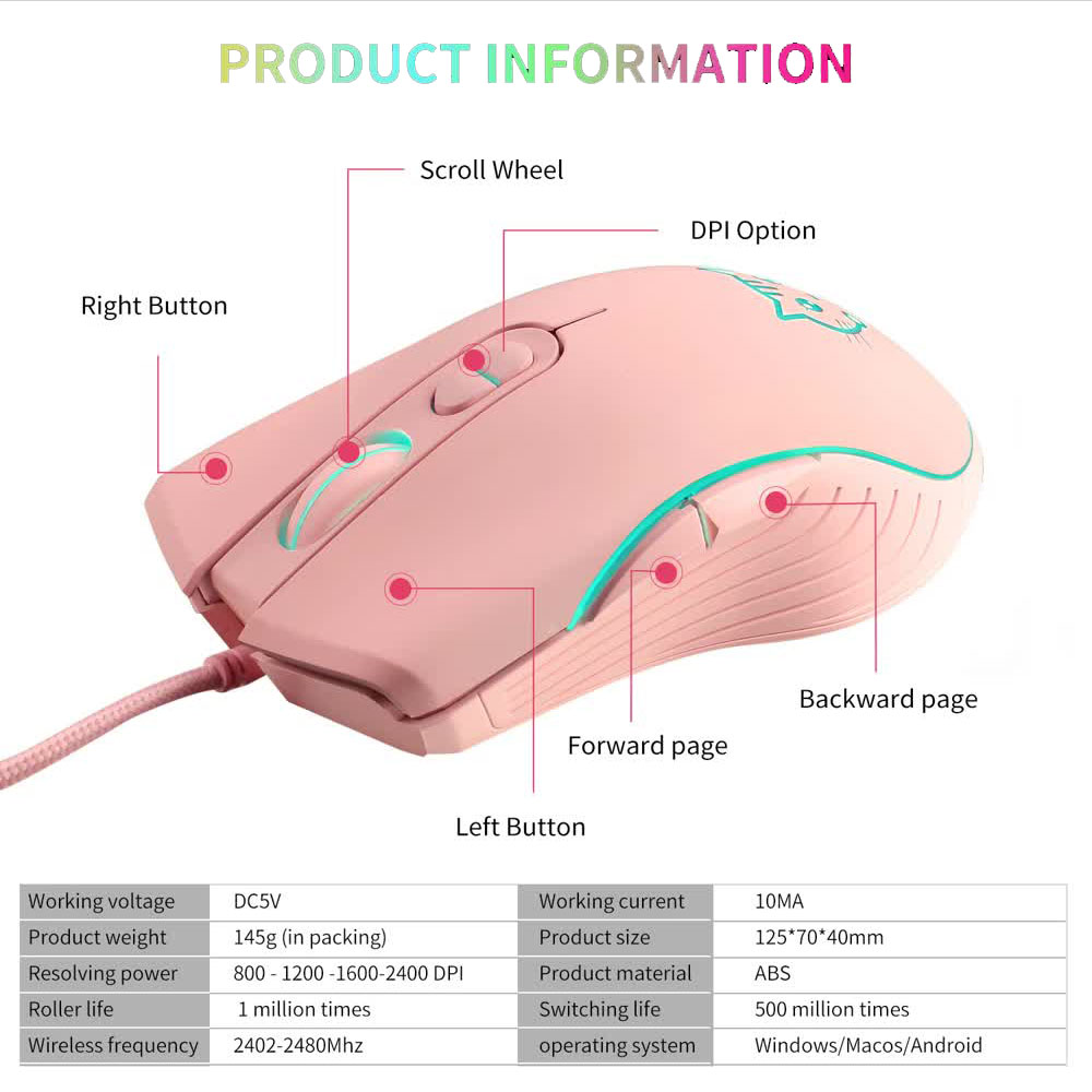 Kablolu USB Oyun Faresi Pembe  - Esports Gaming Maus incelemesi ve fiyatı